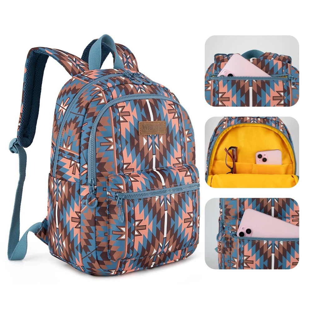 Wrangler Aztec Print Backpack -Navy NWT - Picture 1 of 5
